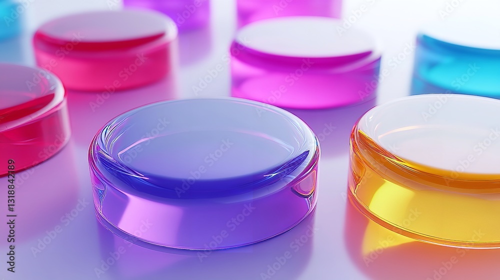 Vibrant Gemstone-like Discs In A Captivating Array Showcasing Playful, Iridescent Hues And Subtle Light Reflections Vibrant Gemstone-like Discs In A Captivating Array Showcasing Playful, Iridescent Hues And Subtle Light Reflections