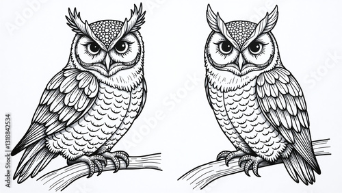 adult coloring book features intricate owl illustrations detailed black white drawings elaborate