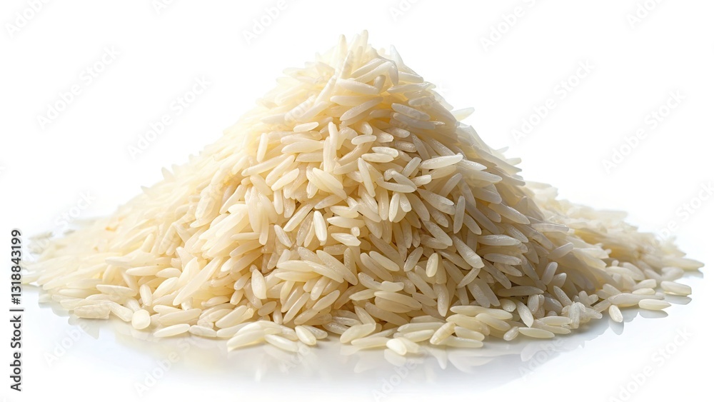 Pristine white rice, isolated on a clean background, showcases its perfect texture and grain in high-resolution detail. Pristine white rice, isolated on a clean background, showcases its perfect texture and grain in high-resolution detail.