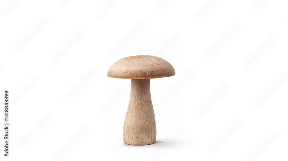 A champignon and a mushroom are isolated on a clean white background with a clipping path applied. The image showcases a full depth of field, highlighting the detailed texture and shape of these fungi A champignon and a mushroom are isolated on a clean white background with a clipping path applied. The image showcases a full depth of field, highlighting the detailed texture and shape of these fungi