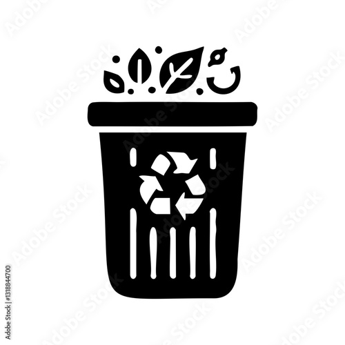 Recycling bin with organic waste icon