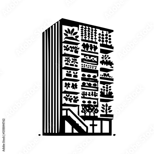 Eco-friendly building with vertical garden design