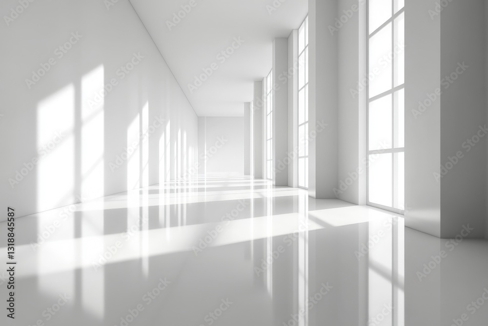 Fototapeta premium Bright and spacious interior with natural light enhancing minimalistic design elements in a modern setting
