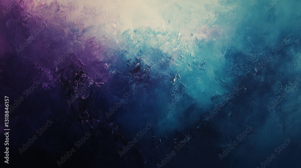 Obraz premium Abstract painting in teal, purple, and blue.