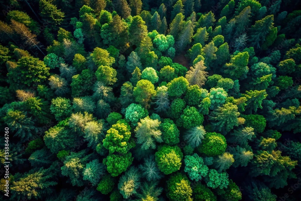 Aerial View Moody Dark Green Forest, Bokeh Effect, Nature Photography Stock Image Aerial View Moody Dark Green Forest, Bokeh Effect, Nature Photography Stock Image