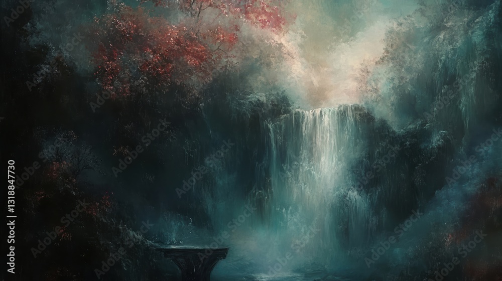 Fototapeta premium Enchanted Waterfall in a Mystical Forest