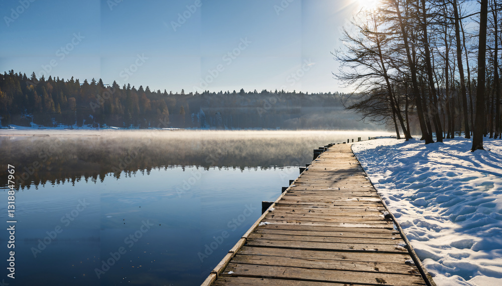 Obraz premium Le ponton en hiver