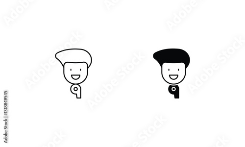 Personal Trainer icons set line and glyph vector stock illustration