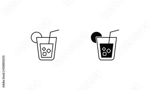 Fresh Water icons set line and glyph vector stock illustration