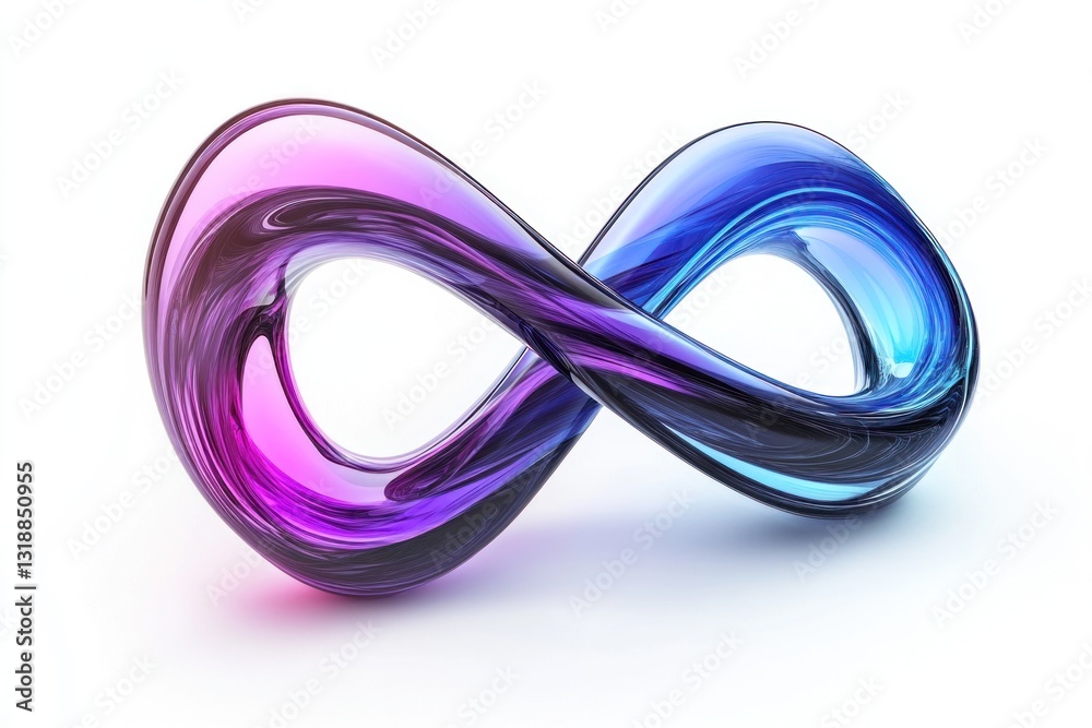 Abstract glass infinity symbol, purple and blue. Abstract glass infinity symbol, purple and blue.