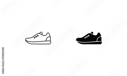 Gym Shoes icons set line and glyph vector stock illustration