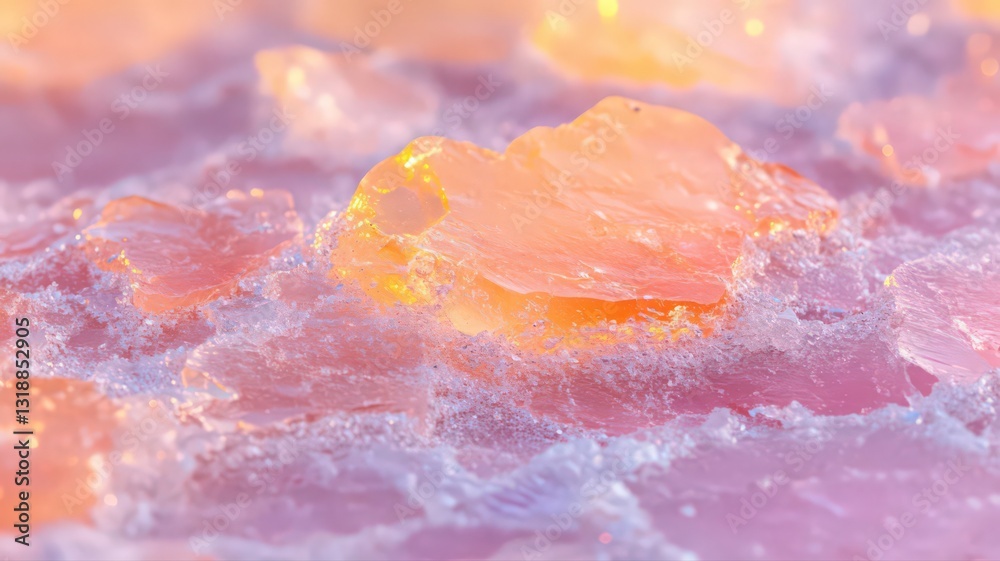 Fototapeta premium Illuminated Pink and Orange Crystals Close-Up