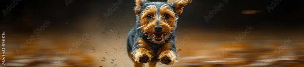 A playful shot of a dog running with motion blur and sharp focus on its body capturing its flying ears. Generative AI A playful shot of a dog running with motion blur and sharp focus on its body capturing its flying ears. Generative AI