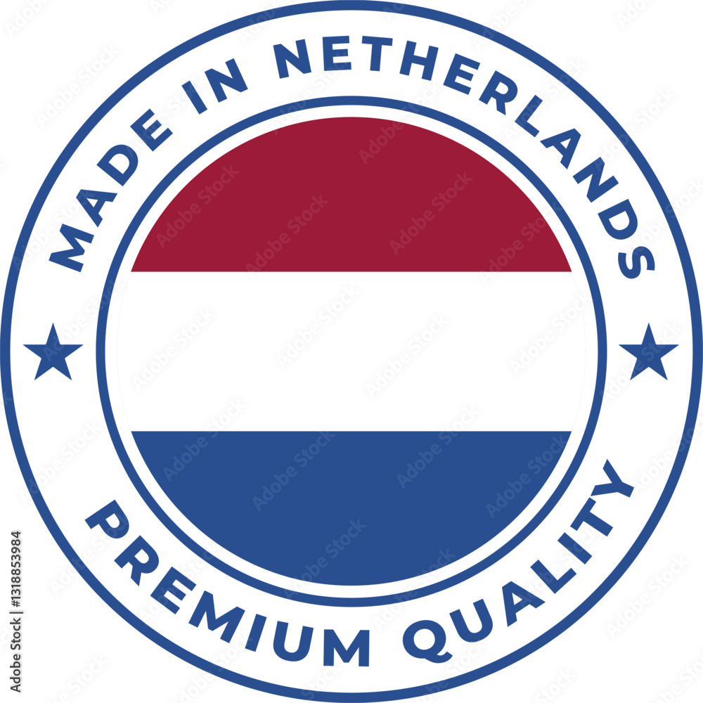 Made in Netherlands rounded vector symbol on white background Made in Netherlands rounded vector symbol on white background