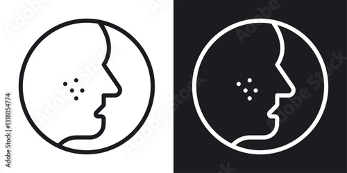 Acne icon set in black and white stroke lines