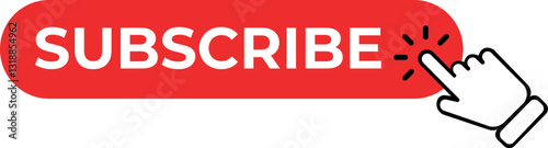 Hand cursor clicking on red subscribe button