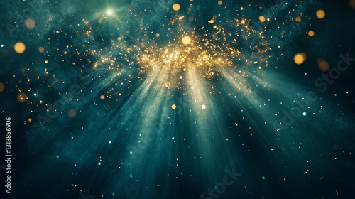 Radiant Teal Rays: Honey Sparkle Burst in Dark 