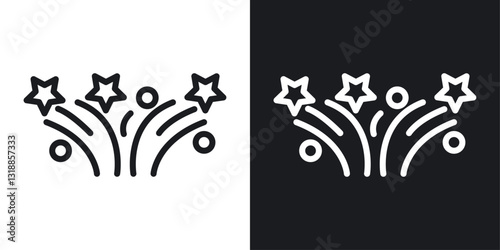 Fireworks icon set in black and white stroke lines