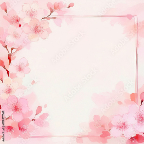 水彩風の桜のフレーム