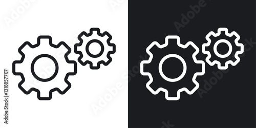 Gear icon set in black and white stroke lines