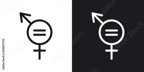 Gender equality icon set in black and white stroke lines