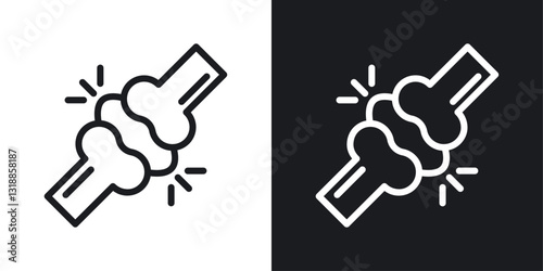 Herniated disc icon set in black and white stroke lines
