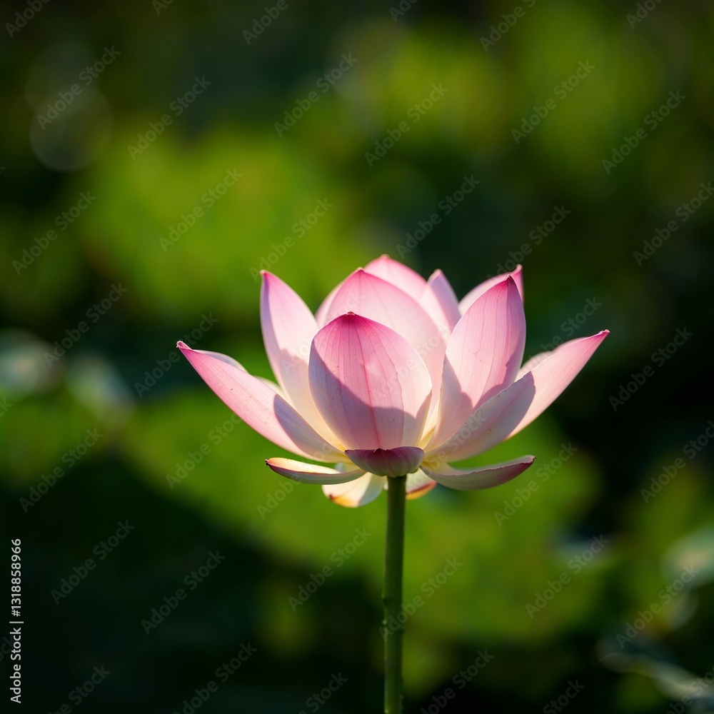 Beautiful lotus flower blooming in serene water garden