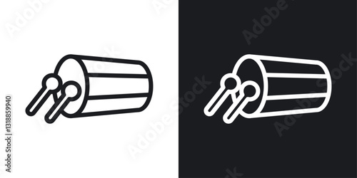 Muslim drum icon set in black and white stroke lines