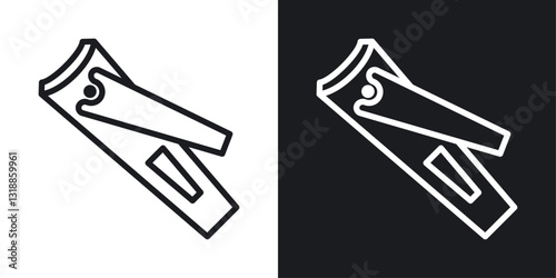 Nail clipper icon set in black and white stroke lines