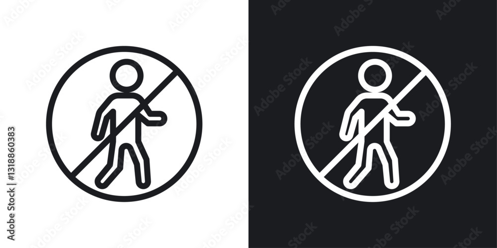 Fototapeta premium No entry sign set in black and white stroke lines