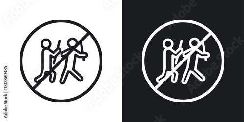 No fight sign set in black and white stroke lines