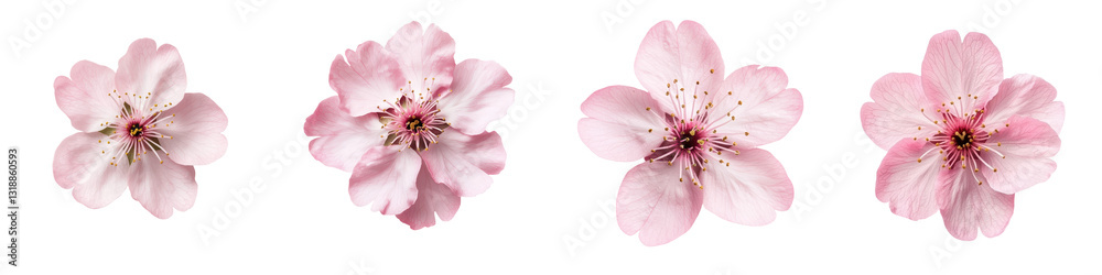 Soft and delicate pink cherry blossom flowers blooming on tree branches in a peaceful and tranquil spring garden Soft and delicate pink cherry blossom flowers blooming on tree branches in a peaceful and tranquil spring garden