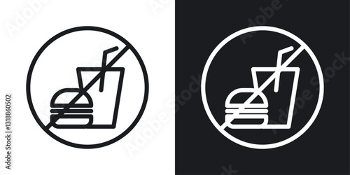 No food allowed sign set in black and white stroke lines