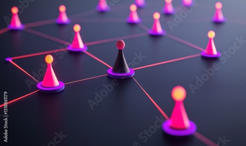 Colorful gaming pieces on a digital board, representing strategic thinking and competitive interactions in a modern gaming environment.