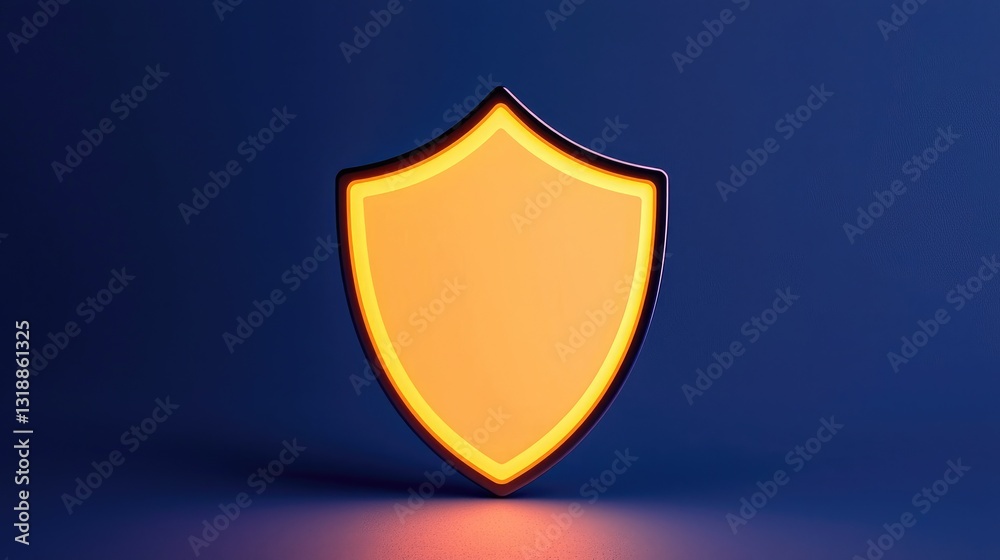 Stylish glowing shield icon representing security, safety, and protection in a modern digital context. Stylish glowing shield icon representing security, safety, and protection in a modern digital context.