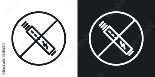 No vaping icon set in black and white stroke lines