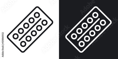 Oral contraception icon set in black and white stroke lines