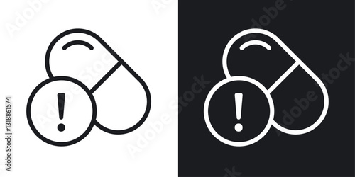 Overdose icon set in black and white stroke lines