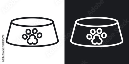 Pets bowl icon set in black and white stroke lines