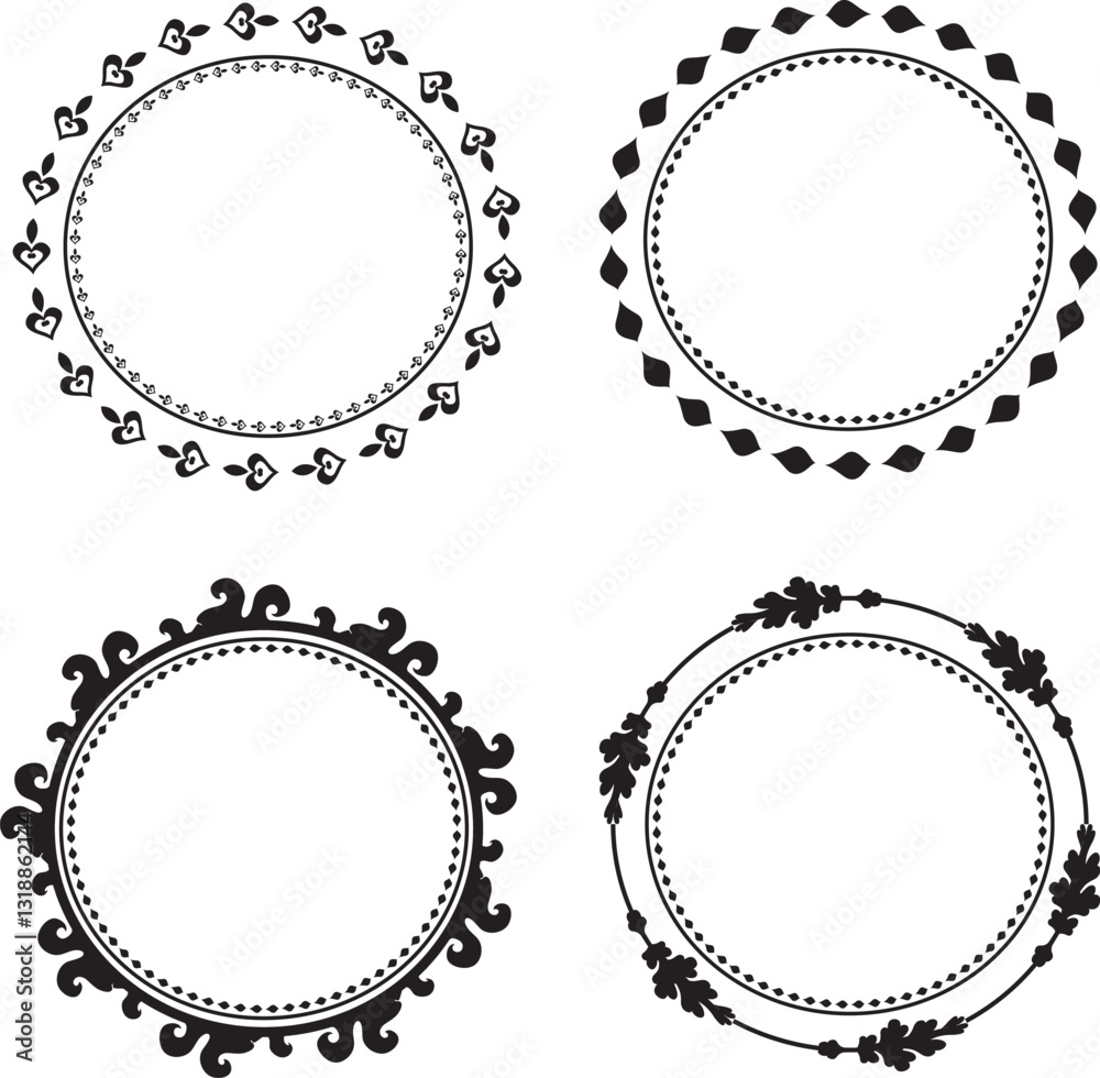 Circle frame floral. Minimalist simple line art. Trendy vintage whimsical circle borders for wedding invitations, birthday card, prints. Vector modern illustration. Circle frame floral. Minimalist simple line art. Trendy vintage whimsical circle borders for wedding invitations, birthday card, prints. Vector modern illustration.