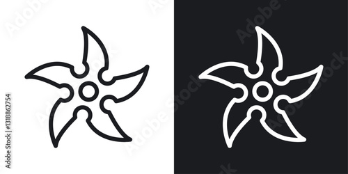 Shuriken icon set in black and white stroke lines