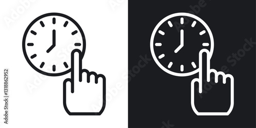 Specify at time icon set in black and white stroke lines