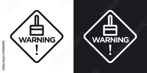 Wet paint sign set in black and white stroke lines