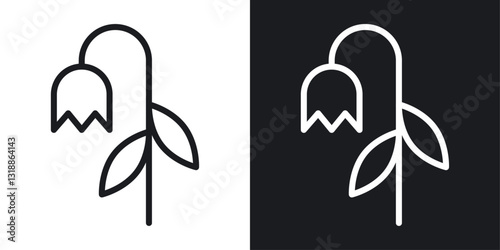 Wilted flower icon set in black and white stroke lines