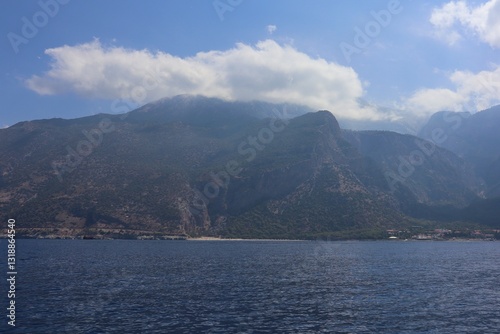 Fototapeta Naklejka Na Ścianę i Meble -  Aegean Sea view near the Dead Sea (Olu Deniz) in Fethiye, Mugla, Turkey.