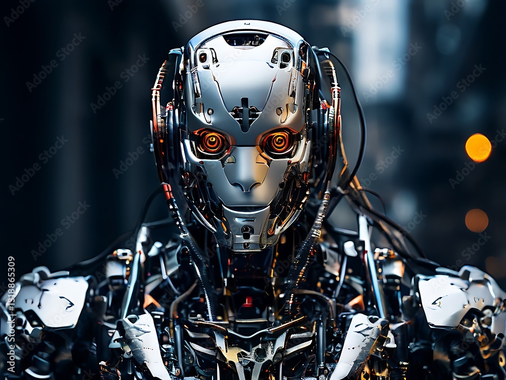 Fototapeta premium A Mechanical Portrait of a Cyborg