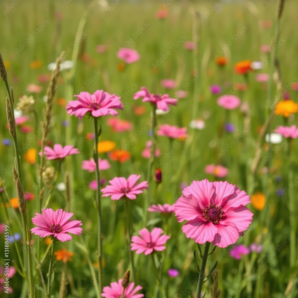 Dianthus flowers in a field of tall grass and wildflowers, dianthus, flowers Dianthus flowers in a field of tall grass and wildflowers, dianthus, flowers