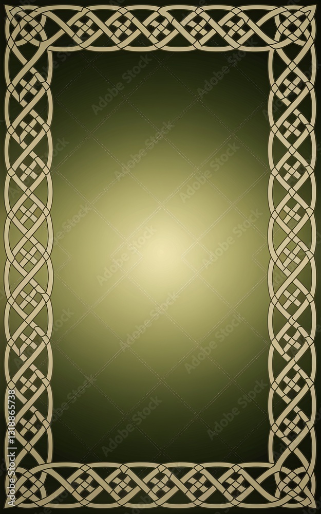 Obraz premium Celtic knot frame on olive green background