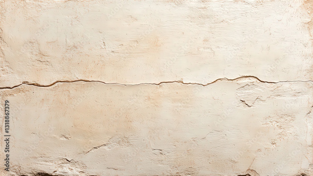 Fototapeta premium Cream Beige Textured Background With Horizontal Crack