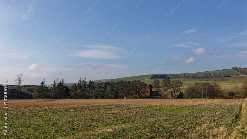 Obraz premium Edzell Castle a Historic monument run by Historic Environment Scotland within the Angus Glens near to West Water and Edzell.